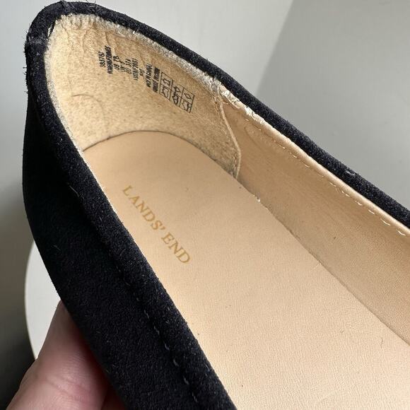 Lands End Suede Ballet Flats Navy Sz 7 Balletcore Career School Preppy Casual - Picture 8 of 13